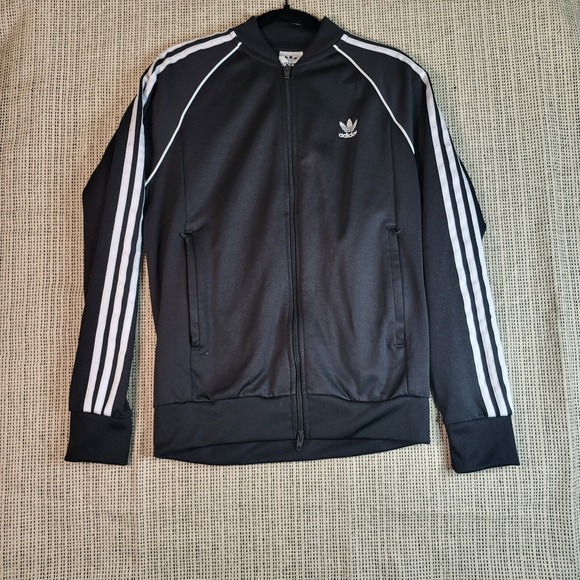 ADIDAS Mens Tracksuit Top Jacket Large Black Polyester - Picture 1 of 8